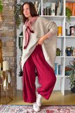 Lock Needlecord Shirring Barrel Pant Burgundy